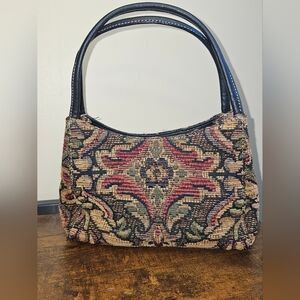 Vintage 90s Fossil Floral Bold Classic Woven Purse Handbag Boho Textured‎ Mini